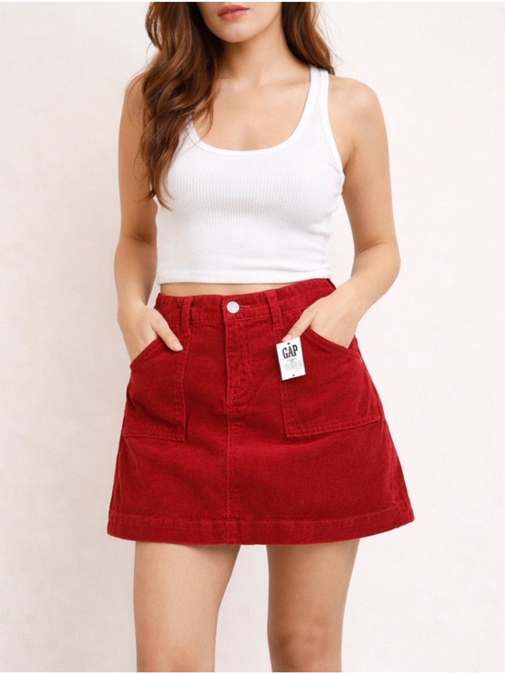 Vintage GAP Red Corduroy Mini Skirt Womens 6 Fall 2006 Y2K Preppy NWT Rare